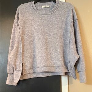 Zenana Heathered Gray Crew Neck Sweater